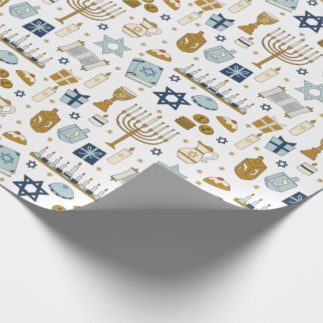 Hanukkah Doodles cute illustrated Wrapping Paper (Corner)