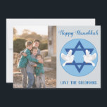Hanukkah Dove Greetings of Peace<br><div class="desc">A lovely Greeting of Peace,  this Hanukkah card features a blue background with a blue Star of David with doves.  Personalise yours today!

Hanukkah design: AMBillustrations 
http://www.etsy.com/shop/AMBillustrations/

Stock Photo:  © Storytree Studios,  Stanford,  CA</div>