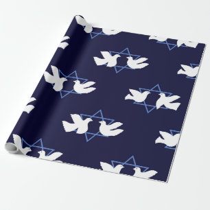 Hanukkah Dove Peace Star of David Patterned Wrapping Paper