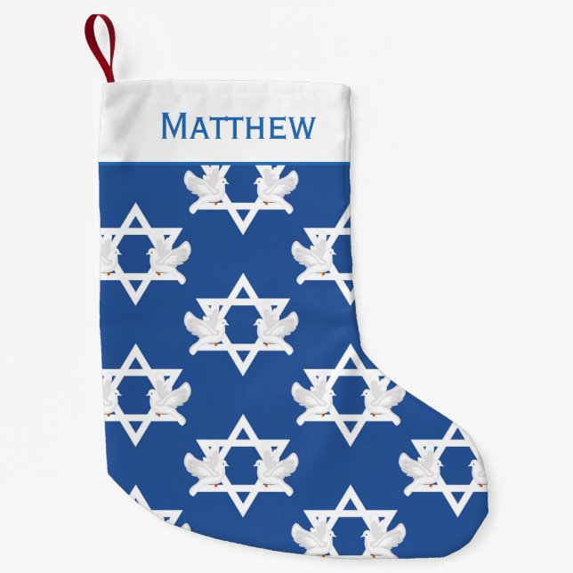 Hanukkah Doves of Peace Small Christmas Stocking (Front)