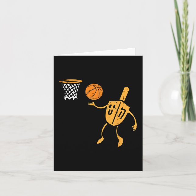 Hanukkah Dreidel Basketball Chanukah Jewish Men Bo Card (Front)