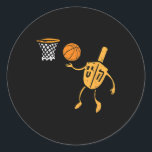 Hanukkah Dreidel Basketball Chanukah Jewish Men Bo Classic Round Sticker<br><div class="desc">Hanukkah Dreidel Basketball Chanukah Jewish Men Boys Kids</div>