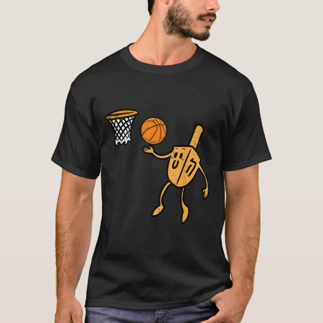 Hanukkah Dreidel Basketball Chanukah Jewish Men Bo T-Shirt (Front)