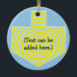 Hanukkah Dreidel/Blue/Yellow Circle Ornament<br><div class="desc">Hanukkah Dreidel/Blue/Yellow Circle Ornament. (2 sided) Personalize by deleting "Text can be added here" on front and back of ornament. Then using your favorite font color, size and style, type in your own words. Thanks for stopping and shopping by. Much appreciated! Happy Chanukah/Hanukkah! Bring a lot more holiday cheer to...</div>