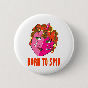 HANUKKAH DREIDEL BORN TO SPIN GIFT 6 CM ROUND BADGE