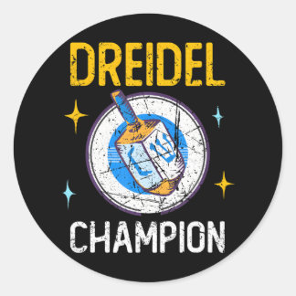 Hanukkah Dreidel Champion Jewish Spinning Top Classic Round Sticker