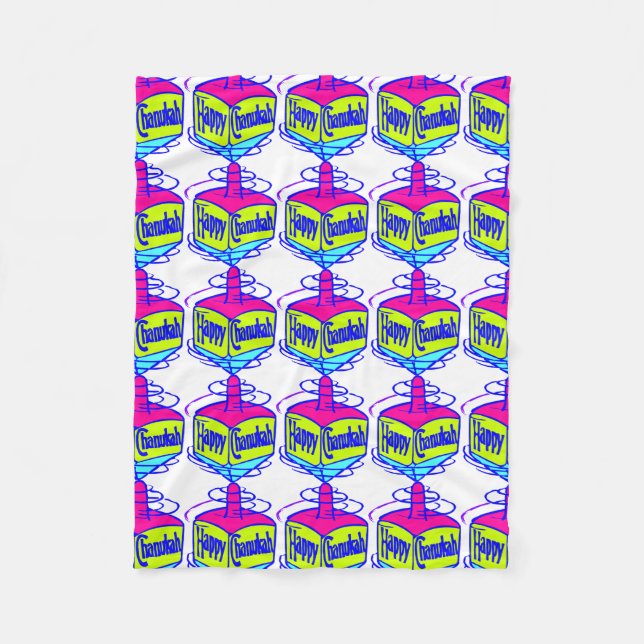 Hanukkah Dreidel Fleece Blanket (Front)