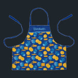 Hanukkah Dreidel Game Gelt Dark Blue Apron<br><div class="desc">Hanukkah Dreidel Game Gelt Dark Blue Personalised Pattern. Chanukah dreidels in blue.</div>