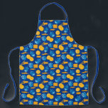 Hanukkah Dreidel Game Gelt Dark Blue Apron<br><div class="desc">Hanukkah Dreidel Game Gelt Dark Blue Personalised Pattern. Chanukah dreidels in blue.</div>