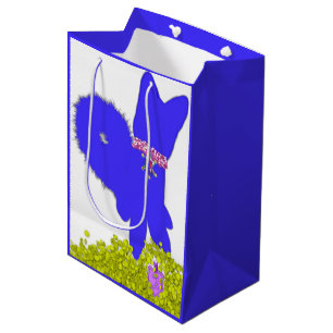 Hanukkah dreidel gelt blue dog holiday gift bag