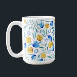 Hanukkah Dreidel Jewish Holiday Pattern Coffee Mug<br><div class="desc">This cute mug with a dreidel and gelt pattern makes a great Hanukkah gift or anytime! Customise it too with a name or text. Handpainted by me for you!

Check out my shop for more fun items!</div>