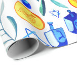 Hanukkah Dreidel Jewish Holiday Pattern Watercolor Wrapping Paper<br><div class="desc">Check out this lovely gift wrap with a dreidel and gelt pattern perfect for Hanukkah gifts. You can find this pattern on many other items too from mugs to kitchen towels. Be sure to check out the other colours and more of my patterns! Also please carefully note how Zazzle prints...</div>