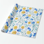 Hanukkah Dreidel Jewish Holiday Pattern Watercolor Wrapping Paper<br><div class="desc">Check out this lovely gift wrap with a dreidel and gelt pattern perfect for Hanukkah gifts. You can find this pattern on many other items too from mugs to kitchen towels. Be sure to check out the other colours and more of my patterns! Also please carefully note how Zazzle prints...</div>