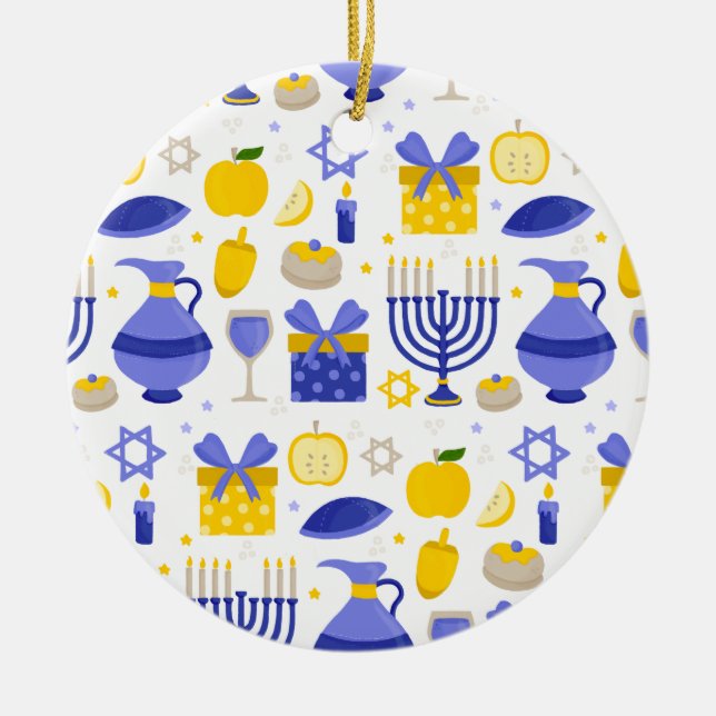 hanukkah dreidel menorah ceramic tree decoration (Front)