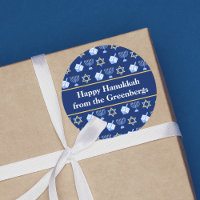 Hanukkah Dreidel Menorah Pattern Blue Custom Gift