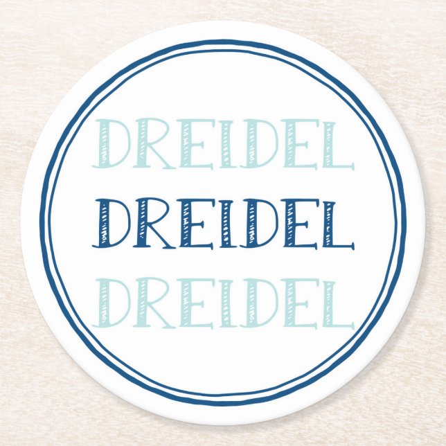 Hanukkah Dreidel Modern Round Paper Coaster (Front)