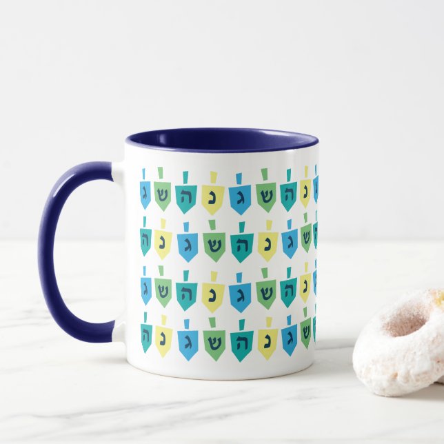 Hanukkah Dreidel Party Mug (With Donut)