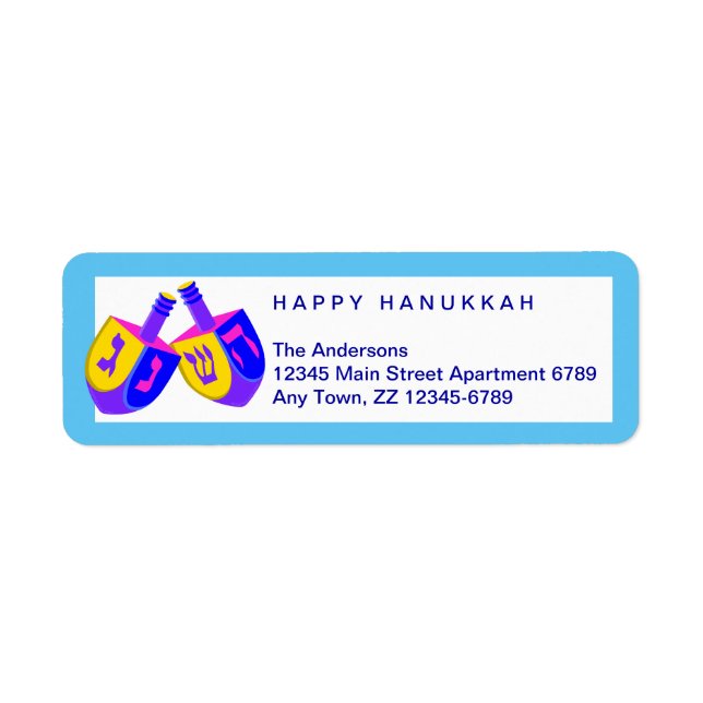 Hanukkah Dreidels Colourful Bright Blue Border (Front)