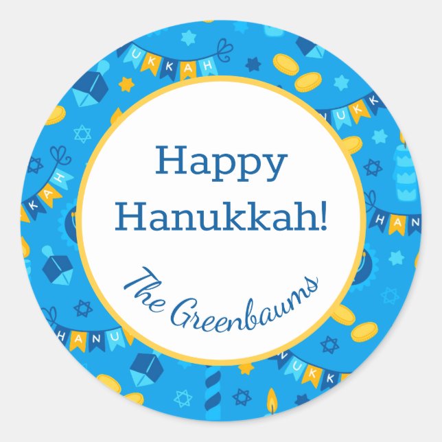 Hanukkah Dreidels Gift Tag (Front)