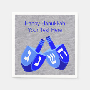 Hanukkah Dreidels In Blue Bold And Bright Party Napkin