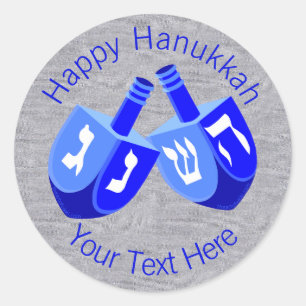 Hanukkah Dreidels In Blue Cheerful Kids Design Classic Round Sticker