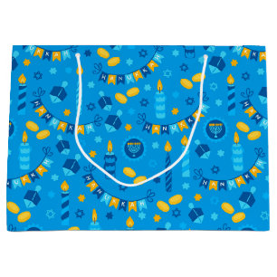 Hanukkah Dreidels  Large Gift Bag