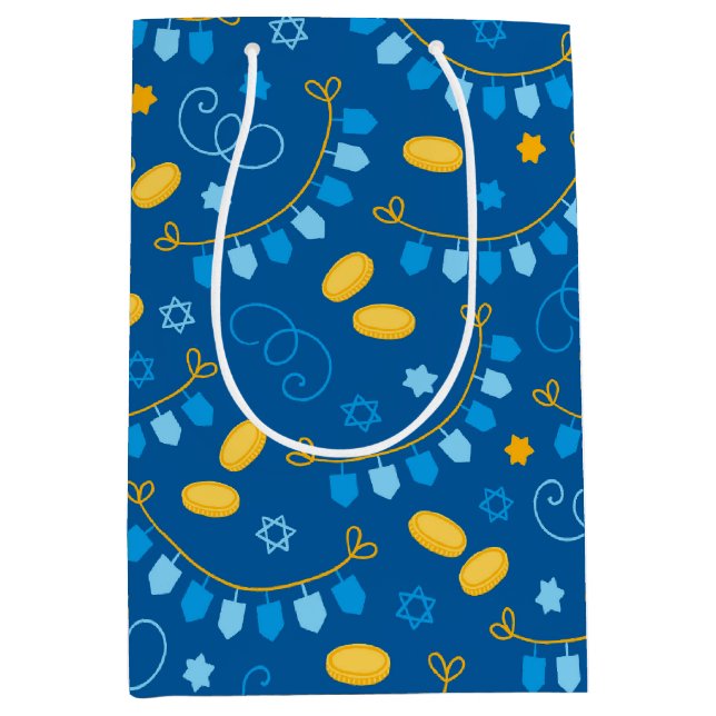 Hanukkah Dreidels  Medium Gift Bag (Front)