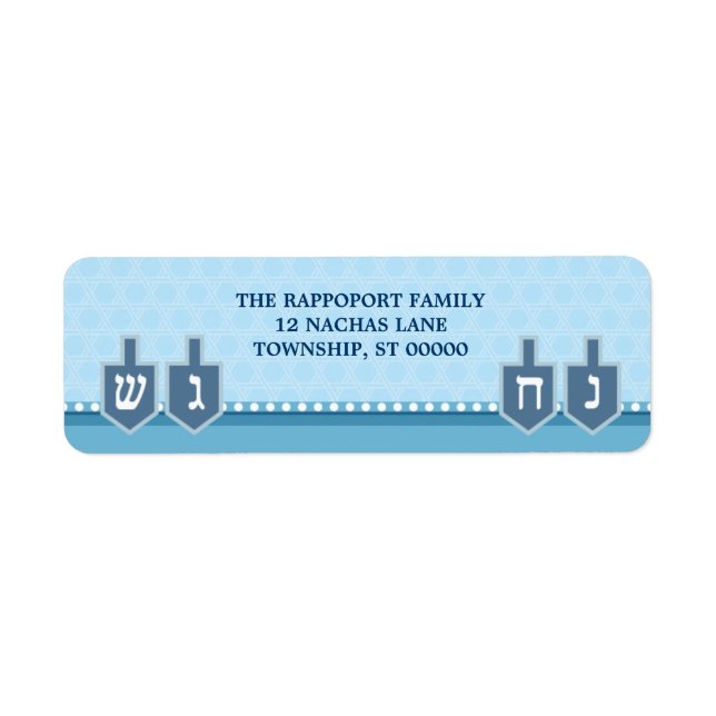 Hanukkah Dreidels Return Address Label (Front)