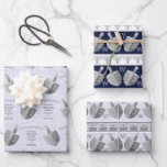 Hanukkah Dreidels Silver Monogram Assortment Wrapping Paper Sheet<br><div class="desc">Create your own personalised gift wrapping paper sheets assortment with your optional monogram and custom greeting on these Hanukkah Dreidels in faux silver design templates. The first sheet features a faux fabric texture background and rows of Dreidels in silvery grey with a touch of faux glitter. Text templates in dark...</div>