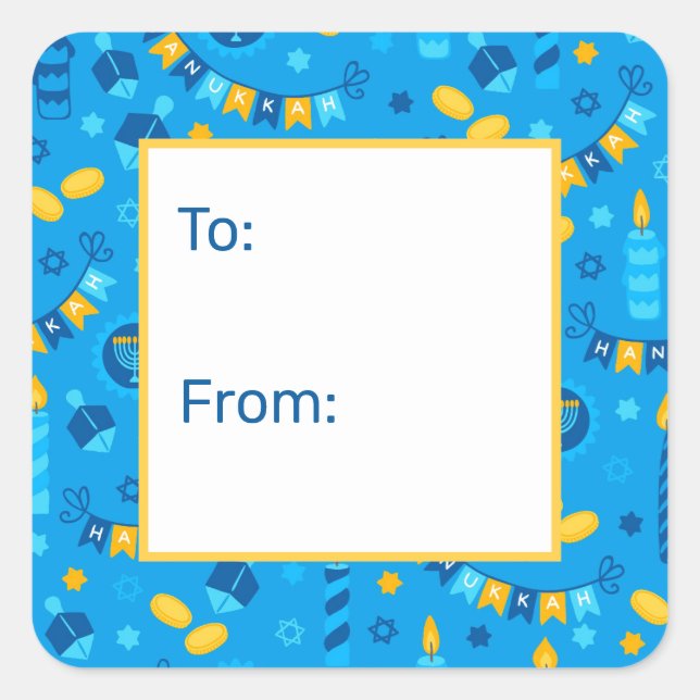 Hanukkah Dreidels To From Square Sticker (Front)