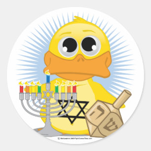 Hanukkah Duck Classic Round Sticker