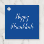 Hanukkah Elegant Script Typography Blue  Favour Tags<br><div class="desc">Happy Hanukkah blue favour tags with elegant typography. With white customisable lettering,  you can add your own message. A lovely way to wish your friends and family a Happy Hanukkah.</div>