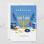 Hanukkah Elements Greeting Card<br><div class="desc">Send holiday greetings to everyone with this festive Hanukkah greeting card. (Image by Freepik). The card is easy to customise with your wording, font and font colour. Not exactly what you're looking for? All our products can be custom designed to meet your needs at no extra charge. Simply contact us...</div>