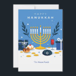 Hanukkah Elements Greeting Card<br><div class="desc">Send holiday greetings to everyone with this festive Hanukkah greeting card. (Image by Freepik). The card is easy to customise with your wording, font and font colour. Not exactly what you're looking for? All our products can be custom designed to meet your needs at no extra charge. Simply contact us...</div>