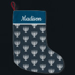 Hanukkah enorah holiday custom name stocking<br><div class="desc">Custom name,  personalised holidays stocking with a beautiful menorah pattern.</div>