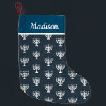 Hanukkah enorah holiday custom name stocking<br><div class="desc">Custom name,  personalised holidays stocking with a beautiful menorah pattern.</div>
