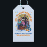 HANUKKAH FAMILY Customisable Photo  Gift Tags<br><div class="desc">Personalizable family HANUKKAH Gift Tags with CUSTOMIZABLE TEXT AND PHOTO. Add your details and upload your vertical photo on the front. The reverse has been left plain for any personal handwritten thank you messages. Design features the arched window design with Hanukkah elements of Star of David, menorah and dreidel. Matching...</div>