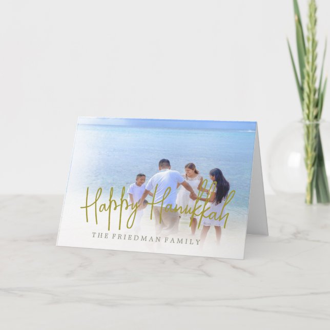 Hanukkah Family Photo  Love Light Greeting  Card (Front)