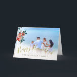 Hanukkah Family Photo  Sweet Pomegranate Card<br><div class="desc">Hanukkah greeting card 
The design features an elegant  pomegranate watercolor  with red fruit and green foliage on a white background. The photo is easily changed for your own family or personal photo.
Easily customize your personal card with your own name or remove the name altogether.</div>