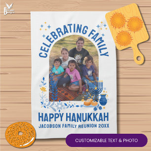 HANUKKAH FAMILY REUNION Custom Photo Name Chanukah Tea Towel