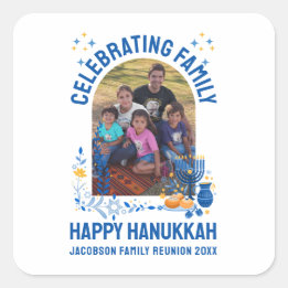HANUKKAH FAMILY REUNION Customisable Photo Square Sticker