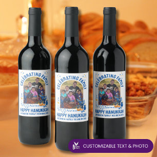 HANUKKAH FAMILY REUNION Customizable Photo Wine Label