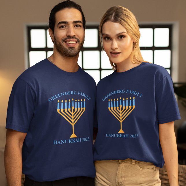 Hanukkah Family Reunion Personalised Menorah T-Shirt (Creator Uploaded)