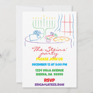 Hanukkah Feastable of Light White Invitation