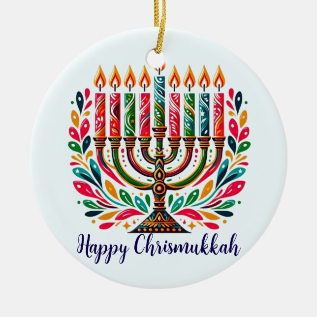 Hanukkah Festival Of Lights Ceramic Tree Decoration (Front)
