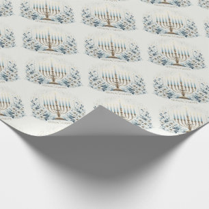 Hanukkah Festival of Lights with Menorah and Lily Wrapping Paper