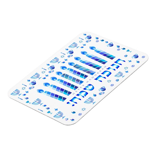 Hanukkah Festival Party Blue Ornament Magnet (Left Side)