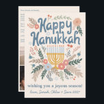 Hanukkah FLorals Hand-drawn Art CUSTOM 4 PHOTO Holiday Card<br><div class="desc">Sweet dove drawing to wish someone happy holidays! Add your own photos and text! Click "personalise" to add your own photos and change the text on the front and back. You can also change colours and fonts, everything is customisable! Also available in my shop in different colours and style, as...</div>