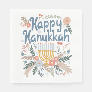 Hanukkah FLorals Hand-drawn Art CUSTOM  Napkin