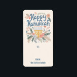 Hanukkah FLorals Hand-drawn CUSTOM TO FROM Gift Label<br><div class="desc">Sweet drawing to wish someone happy holidays! Click "personalise" to change text. You can also change colours and fonts, everything is customisable! Also available in my shop in different colours and style, as gift wrap, tshirts, postcards, flat cards, and as digital download to send instantly via email or text message....</div>